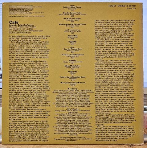 Andrew Lloyd Webber – Cats (Deutsche Originalaufnahme) LP PLAK