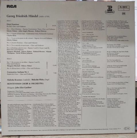 Haendel - Solistes, Monteverdi Choir LP PLAK