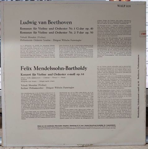 Mendelssohn ‧ Beethoven / Menuhin ‧ Furtwängler LP PLAK