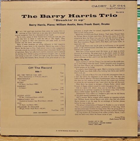 The Barry Harris Trio – Breakin' It Up LP PLAK