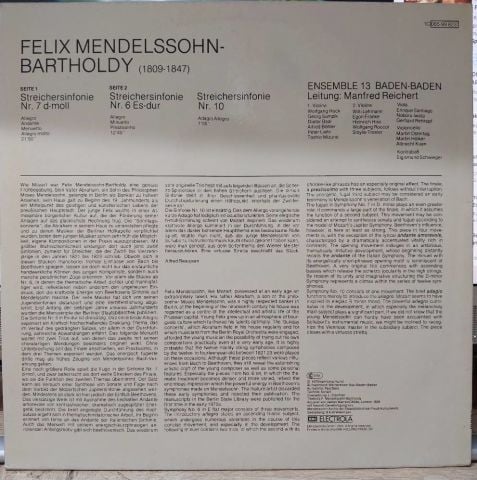 Felix Mendelssohn-Bartholdy LP PLAK