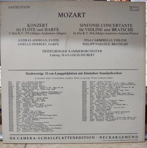 Mozart / Heidelberger Kammerorchester, Jean-Louis Joubert LP PLAK