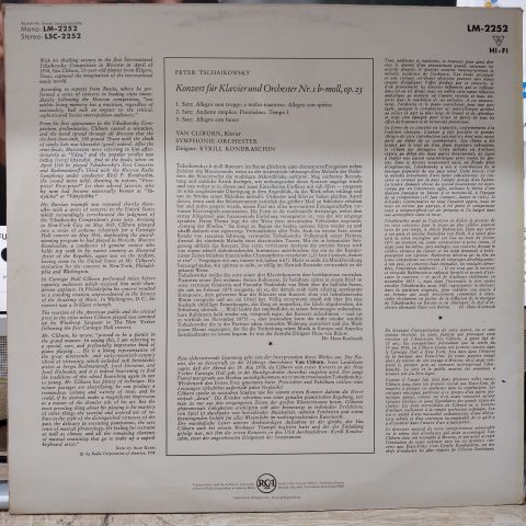 Tchaikovsky, Van Cliburn, Kyrill Kondraschin LP PLAK