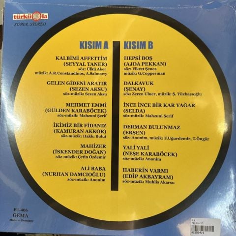 Various – Pop Hits 12. Super Aranjmanlar LP PLAK