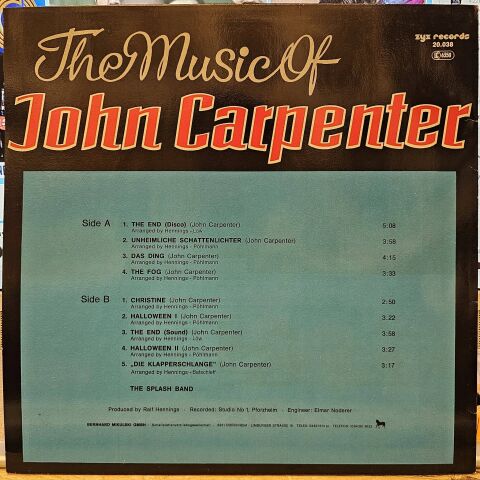 The Splash Band – The Music Of John Carpenter LP PLAK