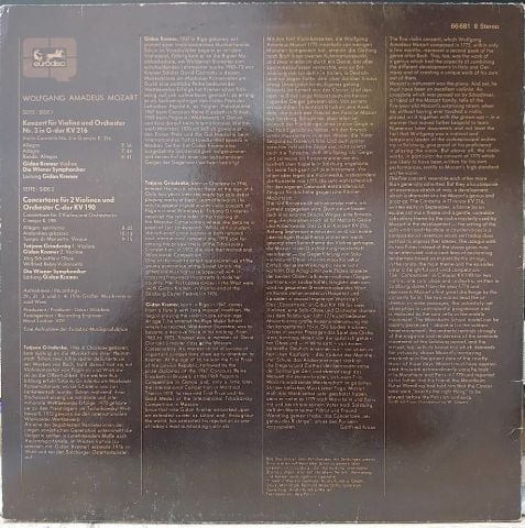 Tatiana Grindenko - Gidon Kremer - Wolfgang Amadeus Mozart LP PLAK