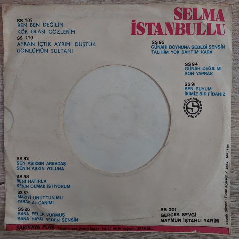 Selma İstanbullu – Sen Aşıksın Arkadaş 45LİK PLAK
