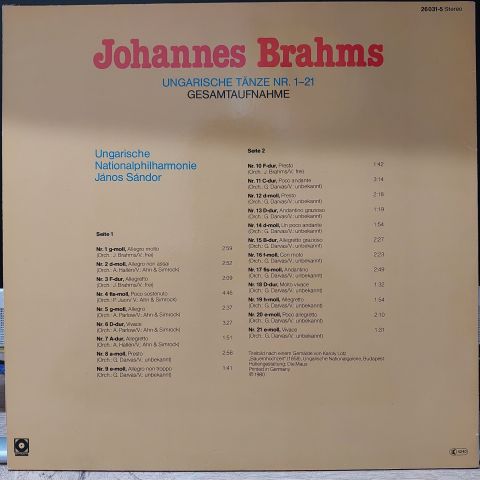 Johannes Brahms − Ungarische Nationalphilharmonie LP PLAK