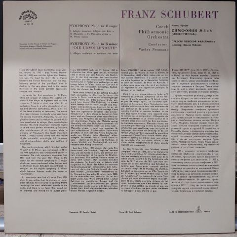 Schubert, Czech Philharmonic Orchestra LP PLAK