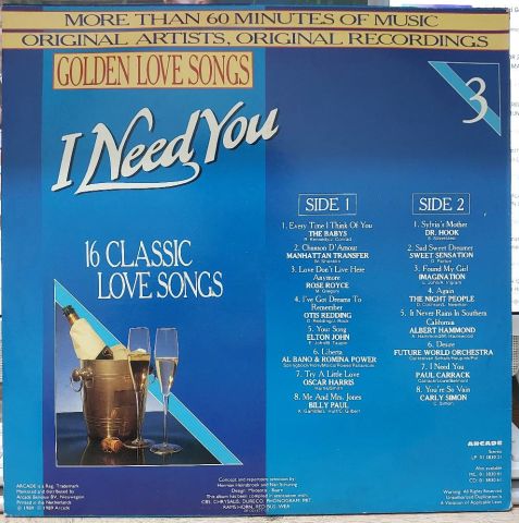 Various – Golden Love Songs Volume 3 - I Need You (16 Classic Love Songs) LP PLAK