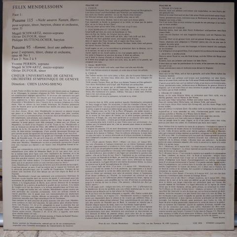 Felix Mendelssohn-Bartholdy, Yvonne Perrin, Magali Schwartz LP PLAK