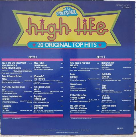 Various – High Life - 20 Original Top Hits LP PLAK