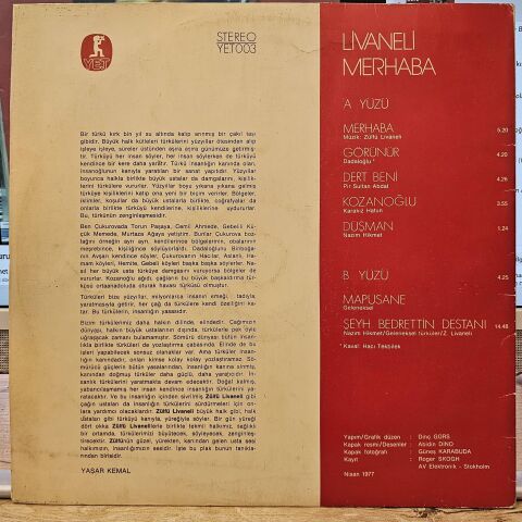 Zülfü Livaneli – Merhaba LP PLAK
