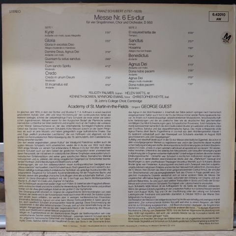 Schubert, Felicity Palmer . Helen Watts . Kenneth Bowen LP PLAK