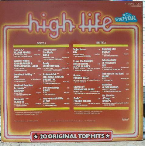 Various – High Life - 20 Original Top Hits LP PLAK