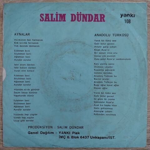 Salim Dündar – Aynalar 45LİK PLAK