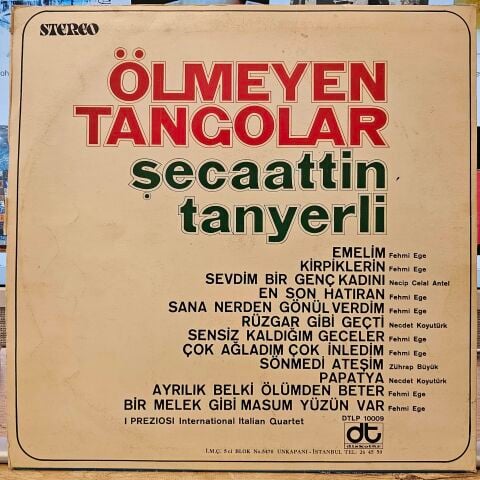 Şecaattin Tanyerli – Ölmeyen Tangolar LP PLAK