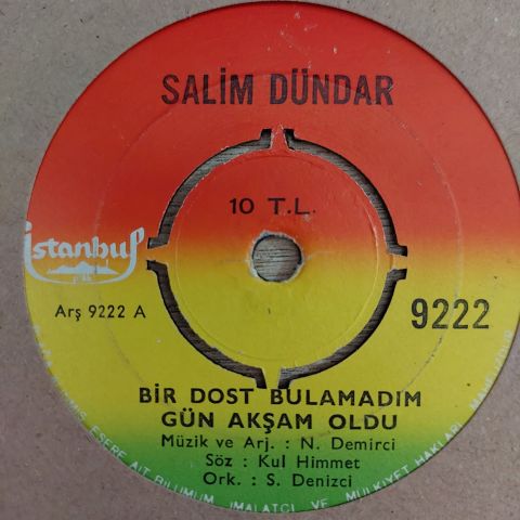Salim Dündar – Bir Dost Bulamadım Gün Akşam Oldu / Kalbimi Kim Çalıyor 45LİK PLAK