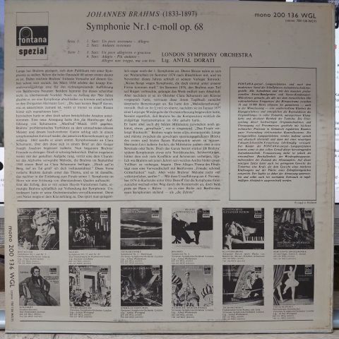 JOHN BRAHMS SYMPHONIE 1 LP PLAK