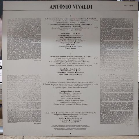 Vivaldi / Liszt Ferenc Chamber Orchestra LP PLAK
