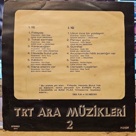 Çeşitli Sanatçılar – TRT Ara Müzikleri 2 LP PLAK