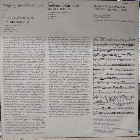 Mozart - Staatskapelle Dresden, Otmar Suitner LP PLAK