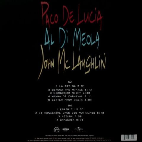 Paco De Lucía, Al Di Meola, John McLaughlin – The Guitar Trio LP PLAK