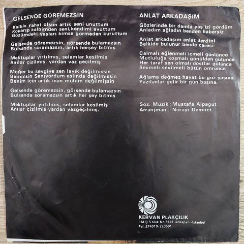 Selçuk Ural – Gelsende Göremezsin - Anlat Arkadaşım 45LİK PLAK