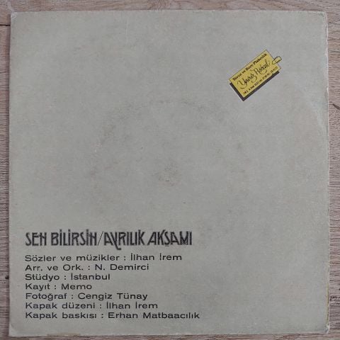 İLHAN İREM - AYRILIK AKŞAMI 45LİK PLAK