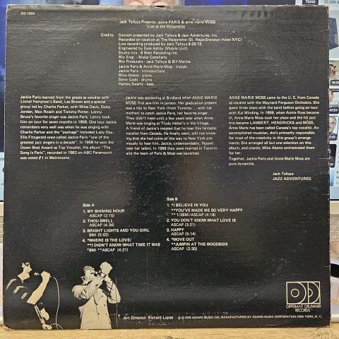 Jackie Paris & Anne Marie Moss – Live At The Maisonette LP PLAK