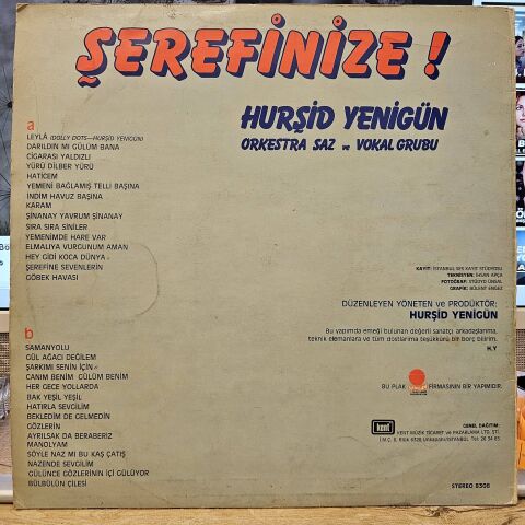 Hurşid Yenigün Orkestra Saz Ve Vokal Grubu – Şerefinize! LP PLAK