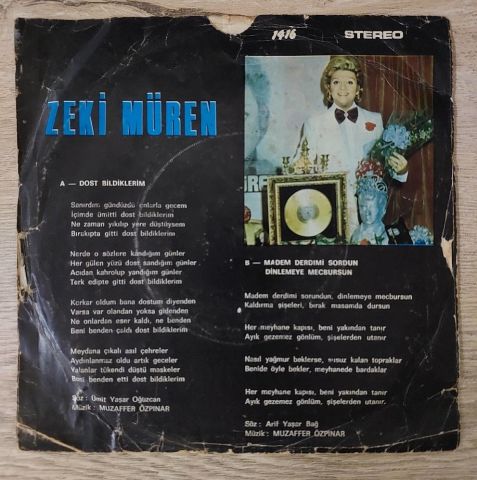 Zeki Müren – Dost Bildiklerim / Madem Derdimi Sordun Dinlemeye Mecbursun 45LİK PLAK...