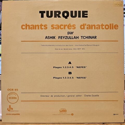 Aşık Feyzullah Çınar – Turquie: Chants Sacrés D'Anatolie LP PLAK