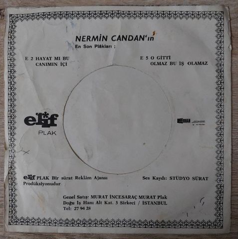 Nermin Candan – Canımın İçi / Hayat Mı Bu 45LİK PLAK