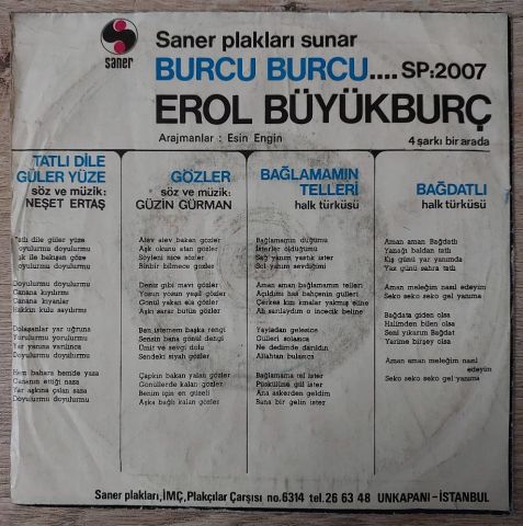 Erol Büyükburç – Tatlı Dile Güler Yüze 4ŞARKILIK 45LİK EP