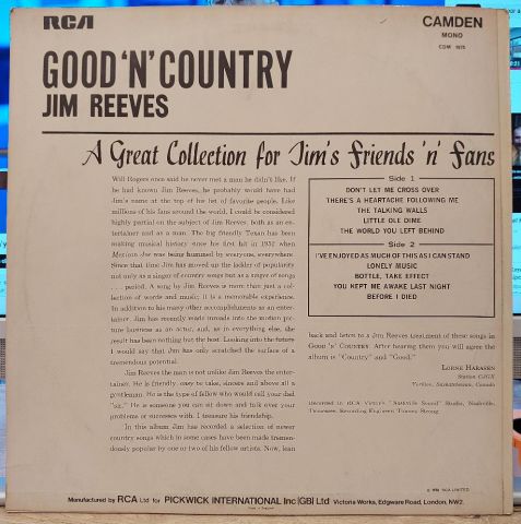 Jim Reeves – Good 'N' Country LP PLAK