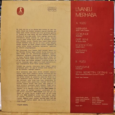 Zülfü Livaneli – Merhaba LP PLAK