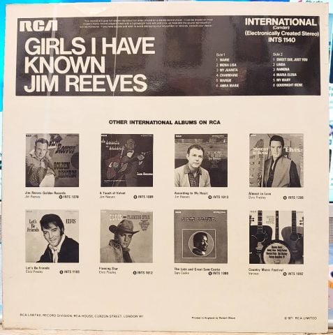 Jim Reeves – Girls I Have Known LP PLAK