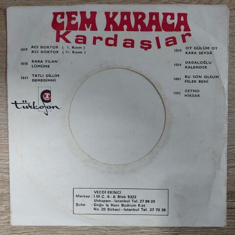 CEM KARACA - ACI DOKTOR 45LİK PLAK