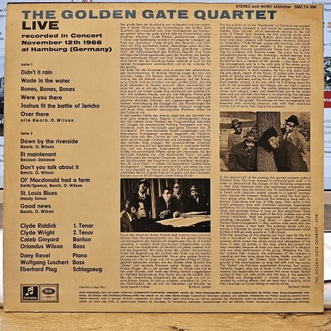 Golden Gate Quartet – Live Recorded In Concert November 12th 1966 At Hamburg (Germany) LP PLAK