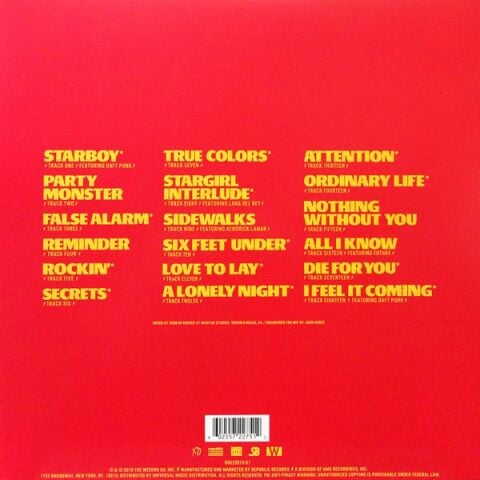 THE WEEKND - STARBOY (TRANSLUCENT RED) LP PLAK
