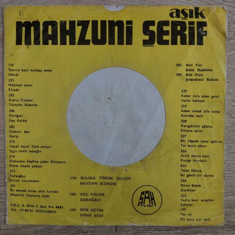 MAHZUNİ ŞERİF - MEHMET EMMİ 45LİK PLAK