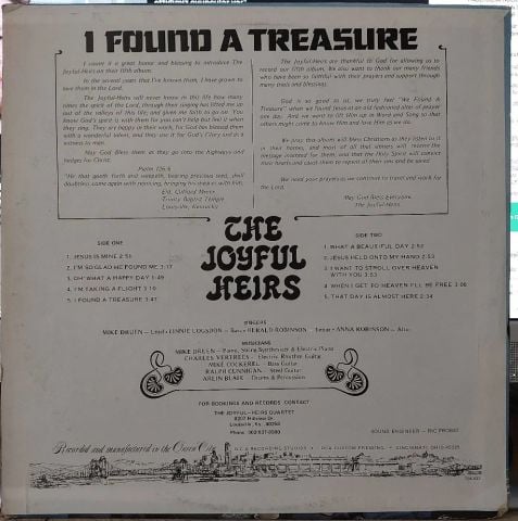 1 FOUND A TREASURE - THE JOYFUL HEIRS LP PLAK
