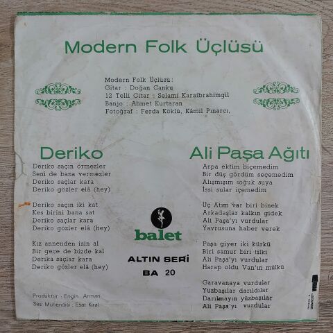 MODERN FOLK ÜÇLÜSÜ - DERİKO 45LİK PLAK