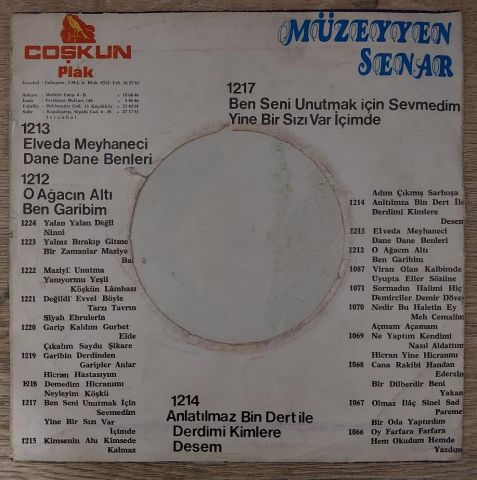 Müzeyyen Senar – O Ağacın Altı / Ben Garibim 45LİK PLAK