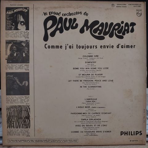 Le Grand Orchestre De Paul Mauriat – Comme J'ai Toujours Envie D'aimer LP PLAK